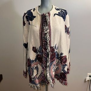 Handmade Upcycled Skate Fringe Hippie Boho Blanket Cardigan Sweater